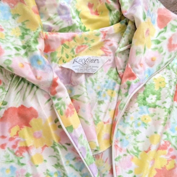 Vintage Floral 60s 70s Half Zip Pullover Robe Small Night Gown - Picture 6 of 9